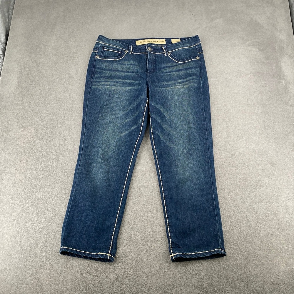 Nine West Vintage America Jeans Womens 8/28 Blue Denim Classic Rise Crop Jeans